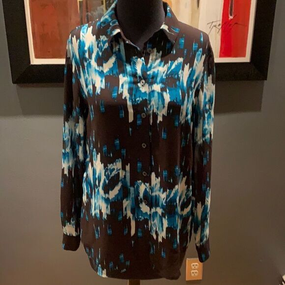 Derek Lam for Design Nation geo print semi sheer blouse, small, new - Picture 1 of 7